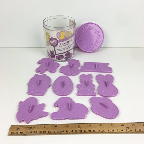 Vtg 1990 Wilton 10 Easter Treats Cookie Cutters Spring Plastic w Orig Container - Picture 3 of 12